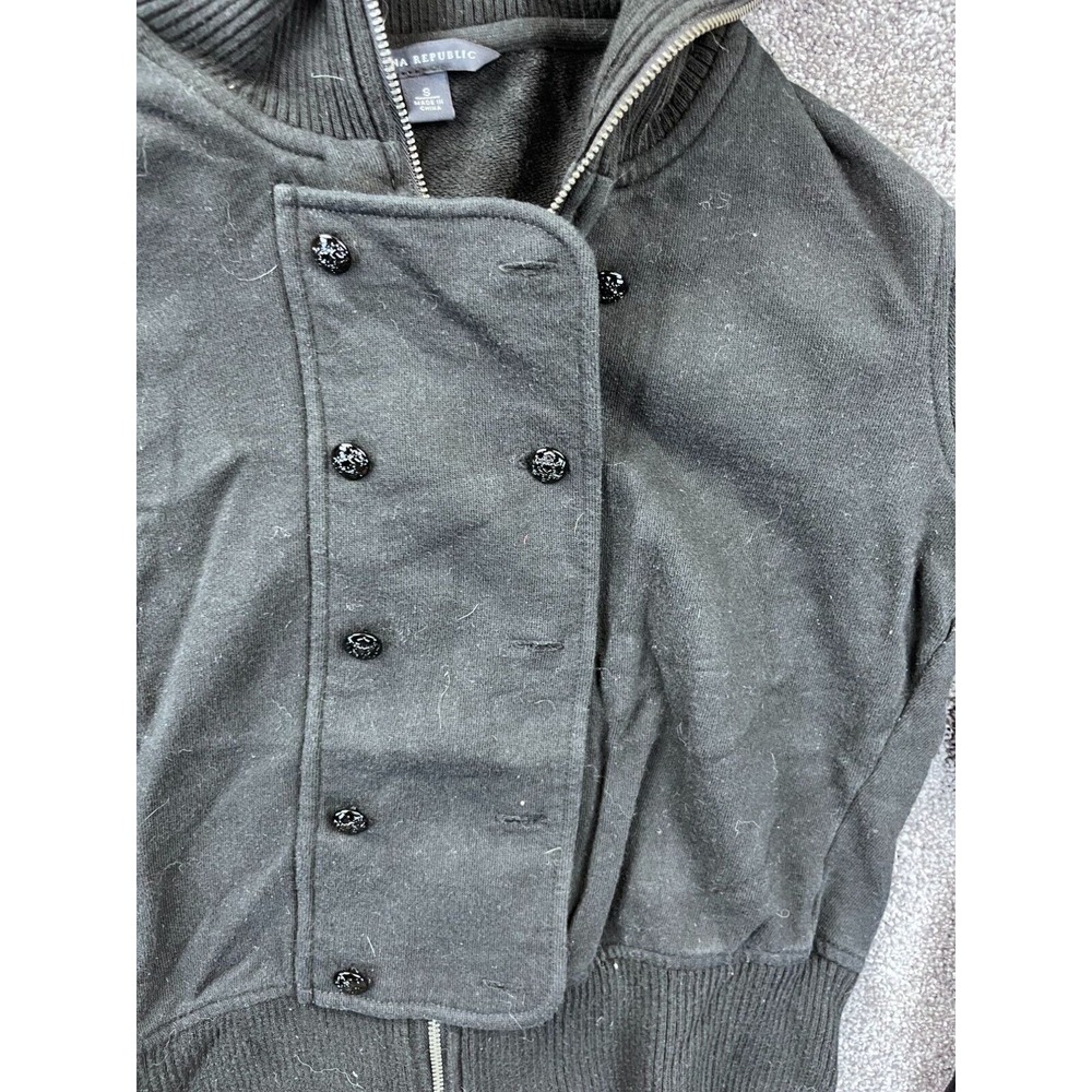 Banana Republic Womens Double Breasted Cropped Hoodie Jacket S Black - Picture 2 of 10